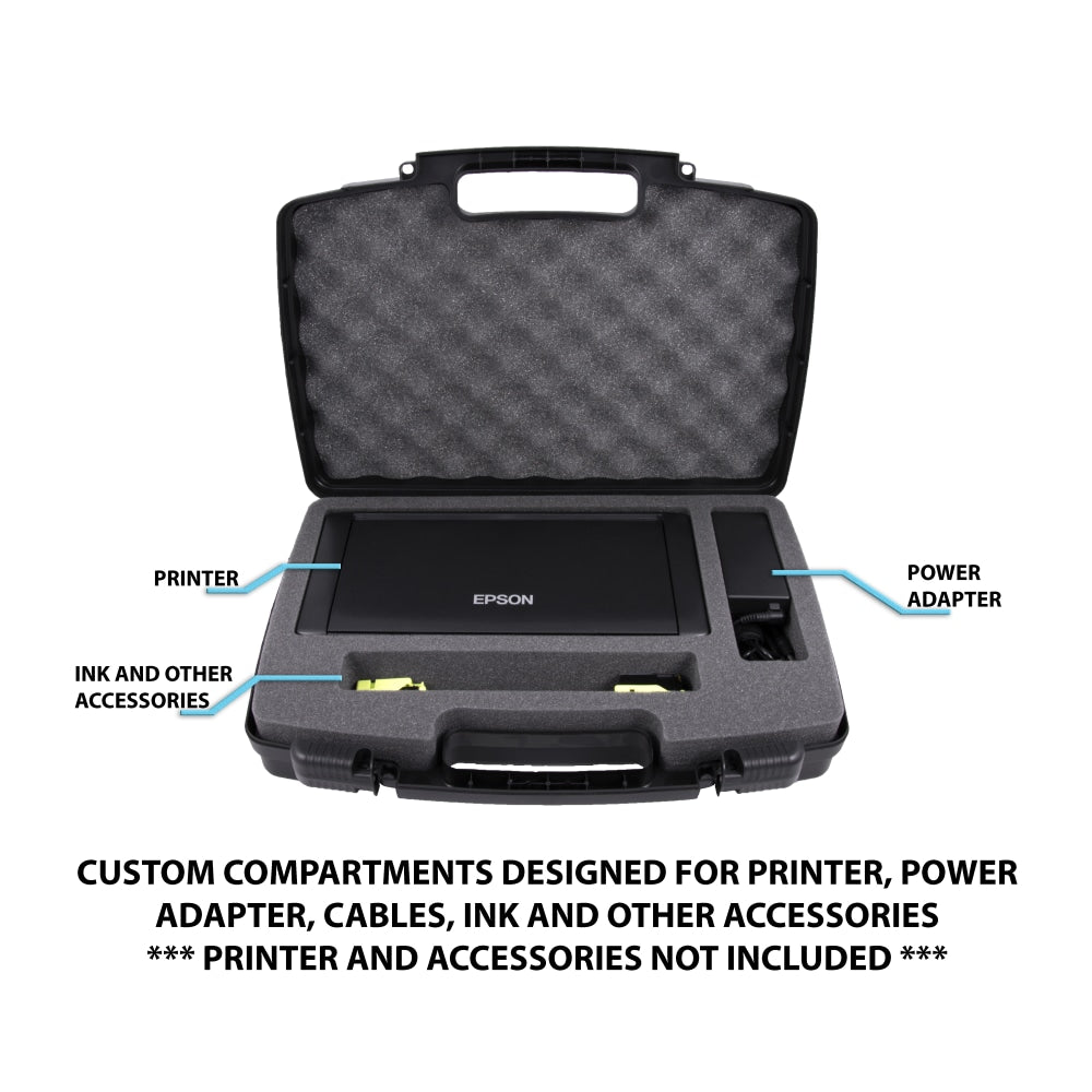 CaseMatix Epson Workforce 100/110 Mobile Printer Custom Case, 3-3/4inH x 12inW x 17inD