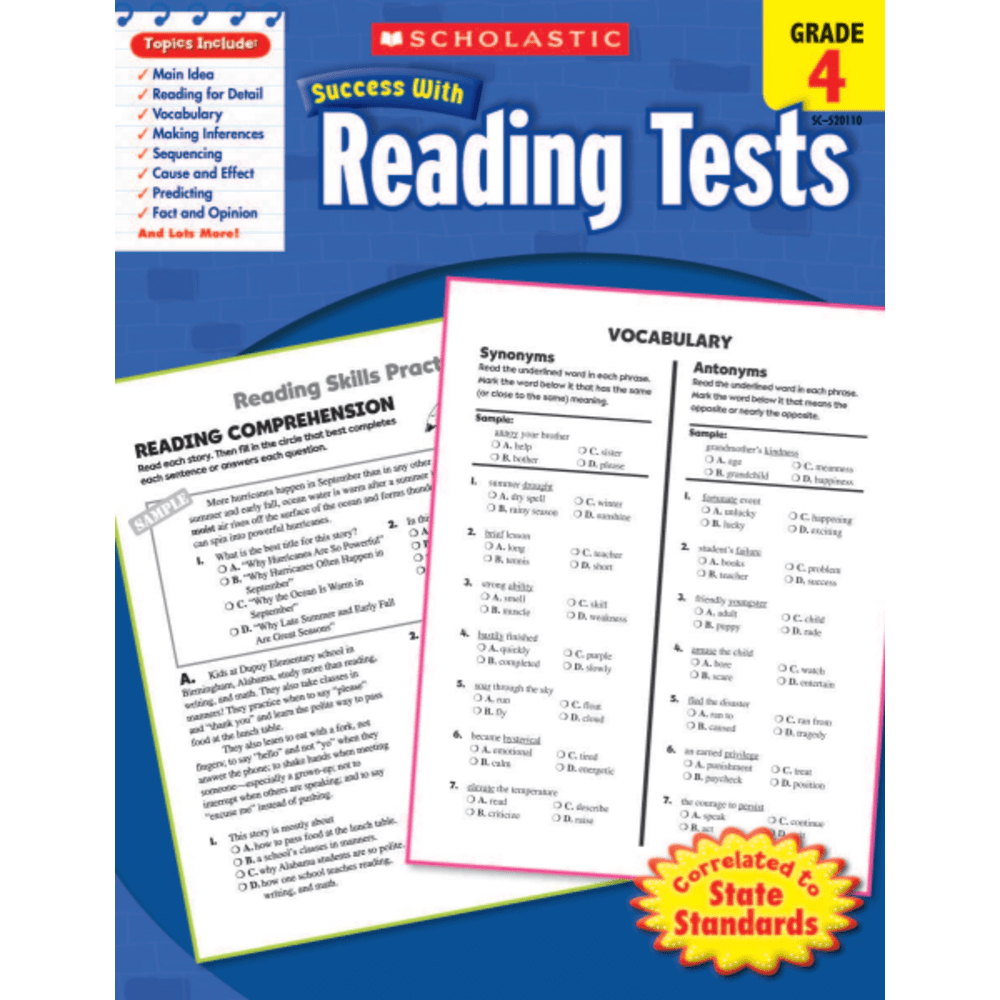 Scholastic Success With: Reading Tests Workbook, Grade 4