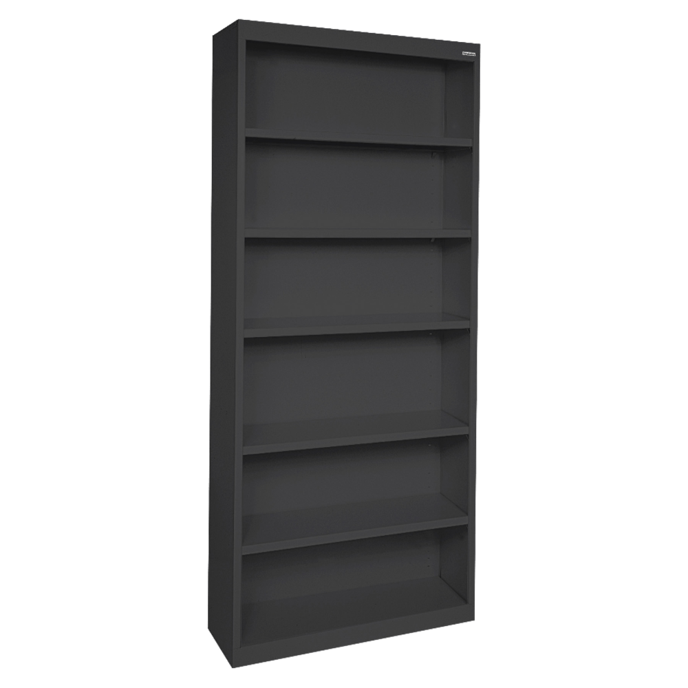 Lorell Fortress Series Steel Modular Shelving Bookcase, 6-Shelf, 82inH x 34-1/2inW x 13inD, Black