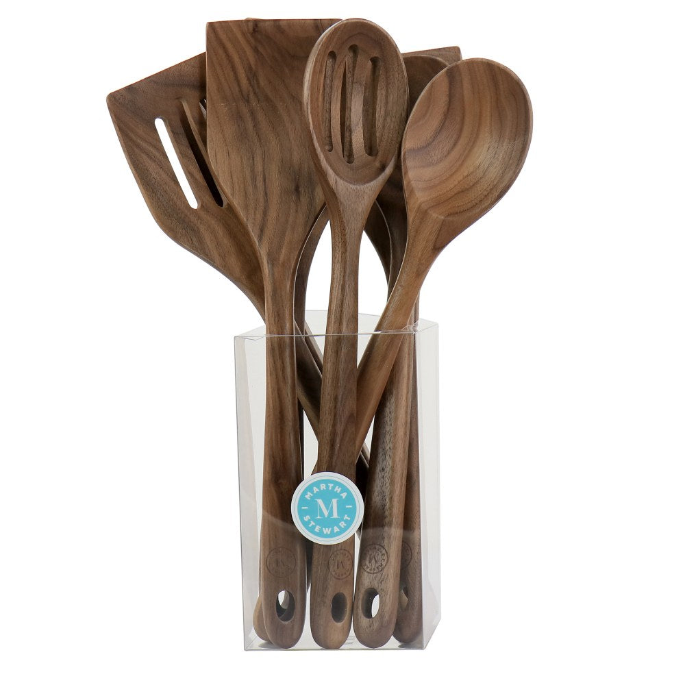 Martha Stewart 8-Piece Wooden Kitchen Tool Set, Walnut