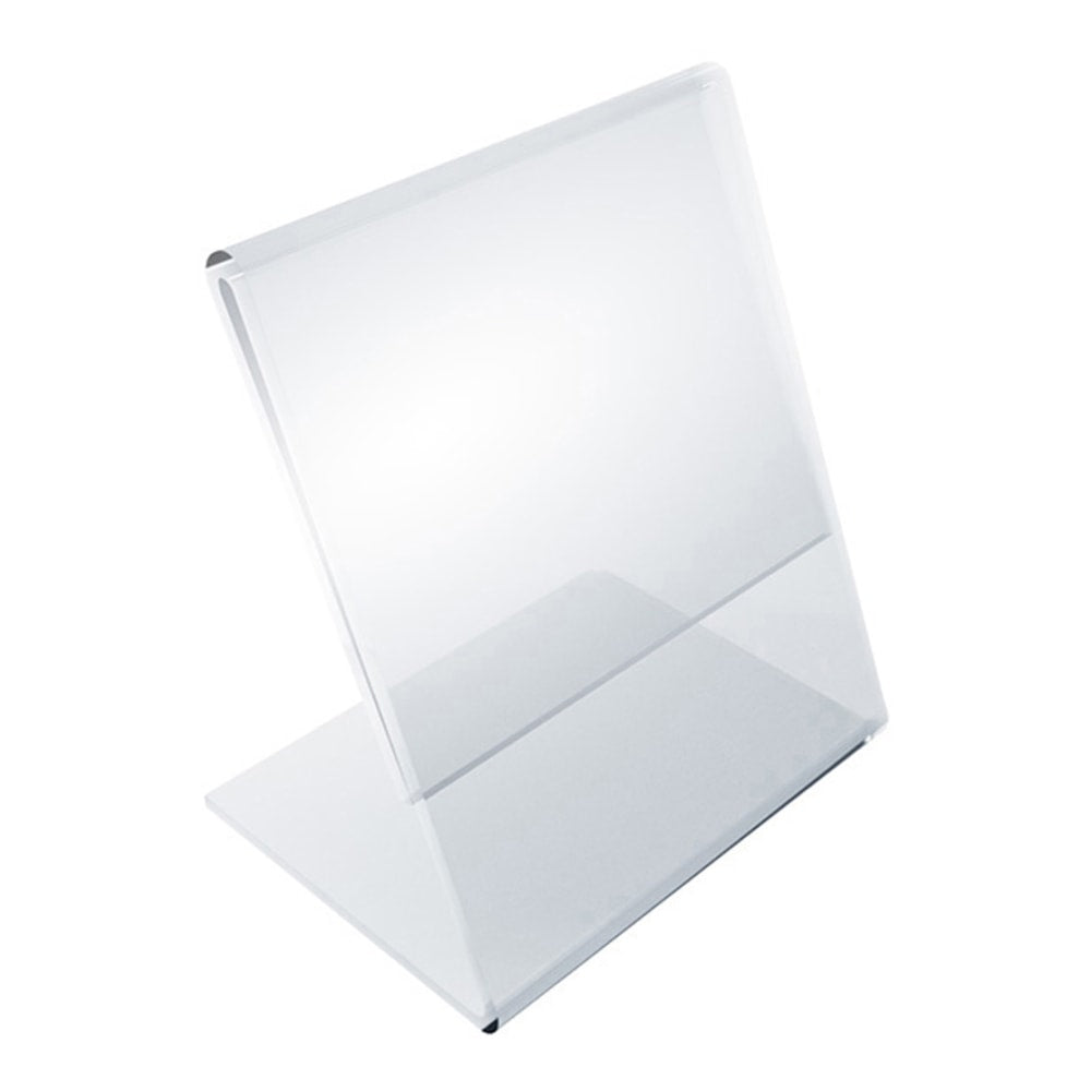 Azar Displays L-Shaped Acrylic Sign Holders, 4inH x 3inW x 3inD, Clear, Pack Of 10 Holders