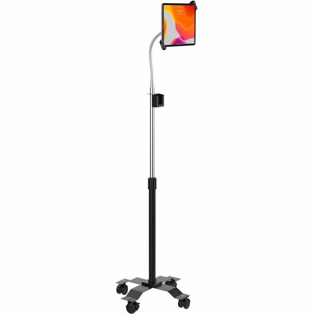 CTA Digital Compact Security Gooseneck Floor Stand For 7in-13in Tablets, Including iPad 10.2in (7th/ 8th/ 9th Generation) Up-13in Screen Support 7in Height X 17.5in Width Floor Stand Black, Silver