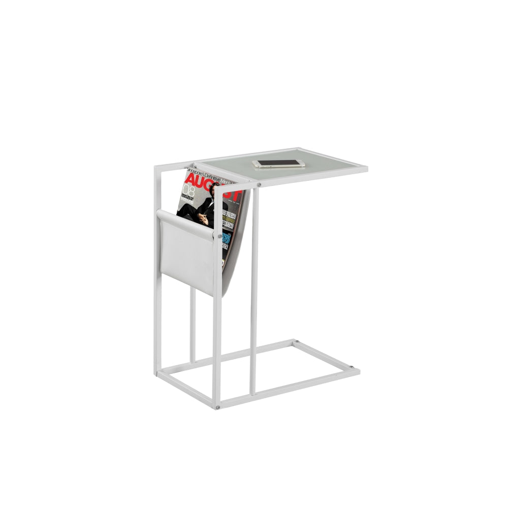 Monarch Specialties Accent Table With Magazine Holder, Rectangular, White