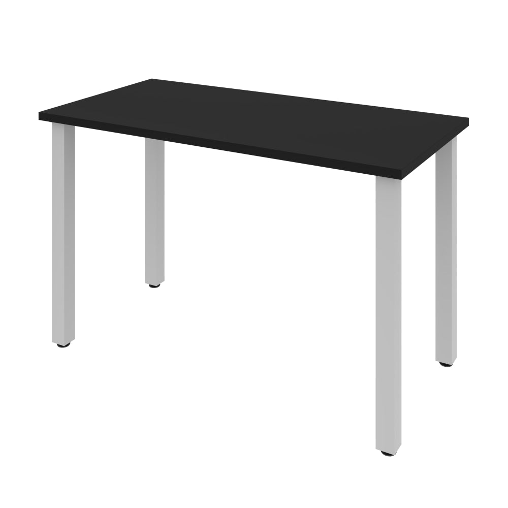 Bestar Universal 48inW Table Computer Desk With Square Metal Legs, Black