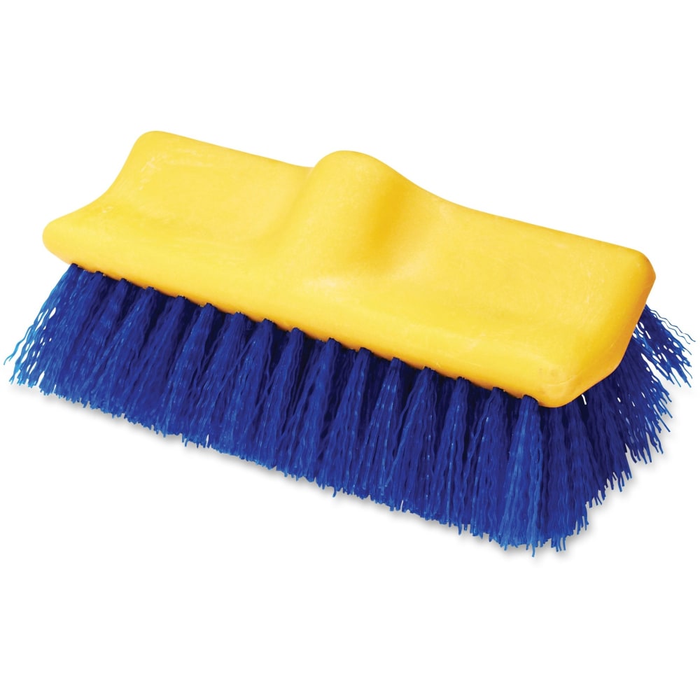 Rubbermaid Commercial Plastic Block Floor Scrub - 2in Palmyra Bristle - 10in Brush Face - 6 / Carton - Blue, Yellow