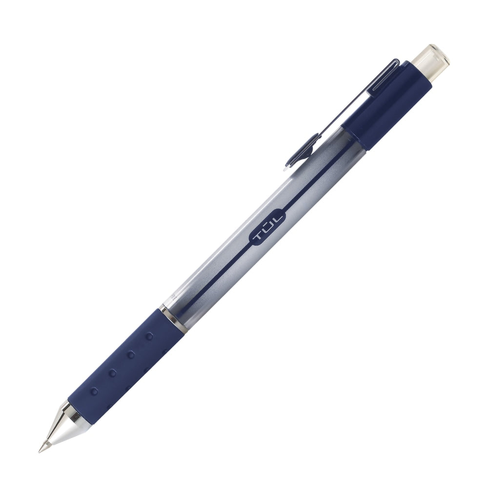 TUL GL Series Retractable Gel Pens, Fine Point, 0.5 mm, Silver Barrel, Blue Ink, Pack Of 12 Pens