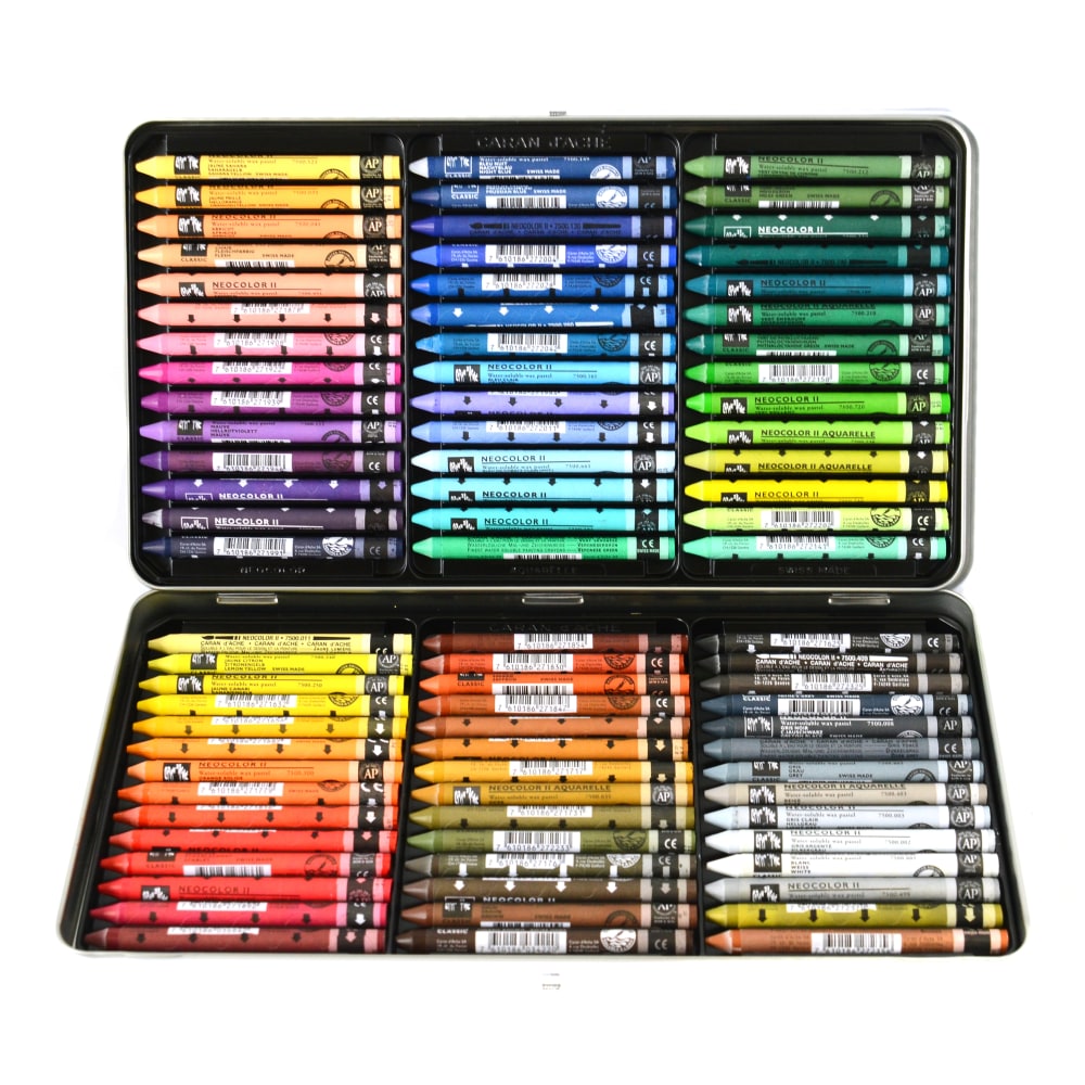 Caran d-Ache Neocolor II Aquarelle Water-Soluble Wax Pastels, Set Of 84 Pastels