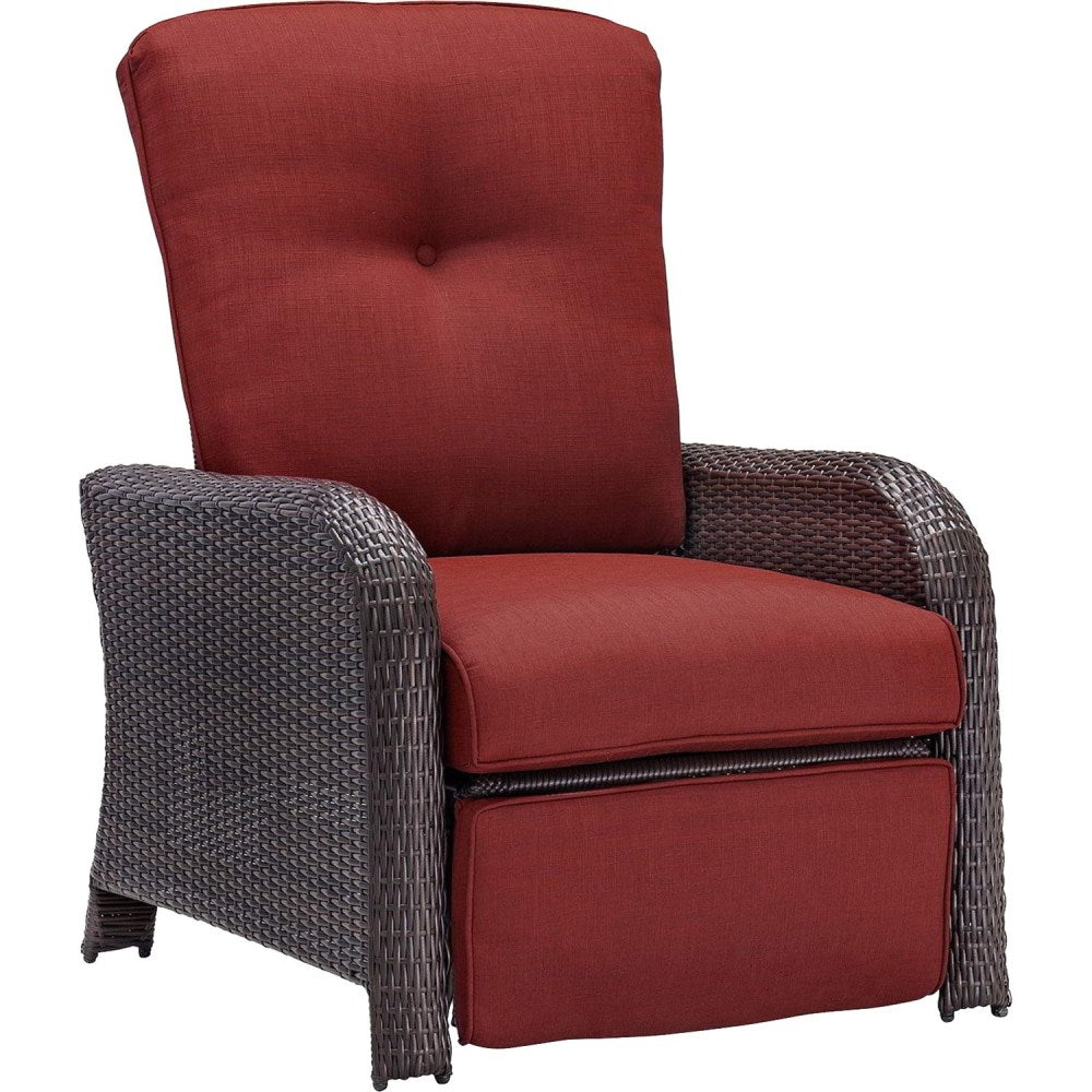 Hanover Strathmere Luxury Recliner, Crimson Red/Brown