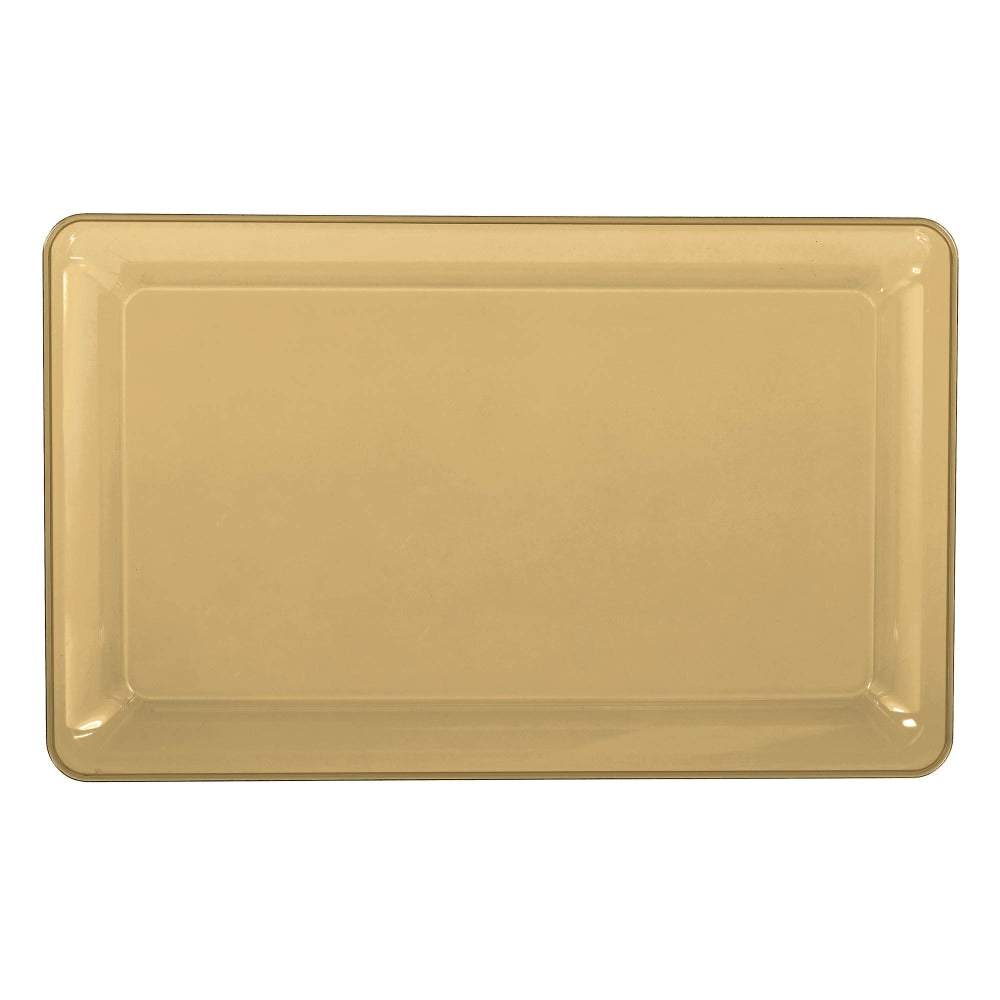 Amscan Plastic Rectangular Trays, 11in x 18in, Gold, Pack Of 4 Trays