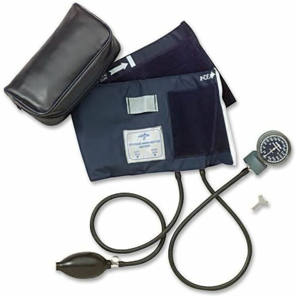 Medline Handheld Aneroid Sphygmomanometer, Adult Large, Blue