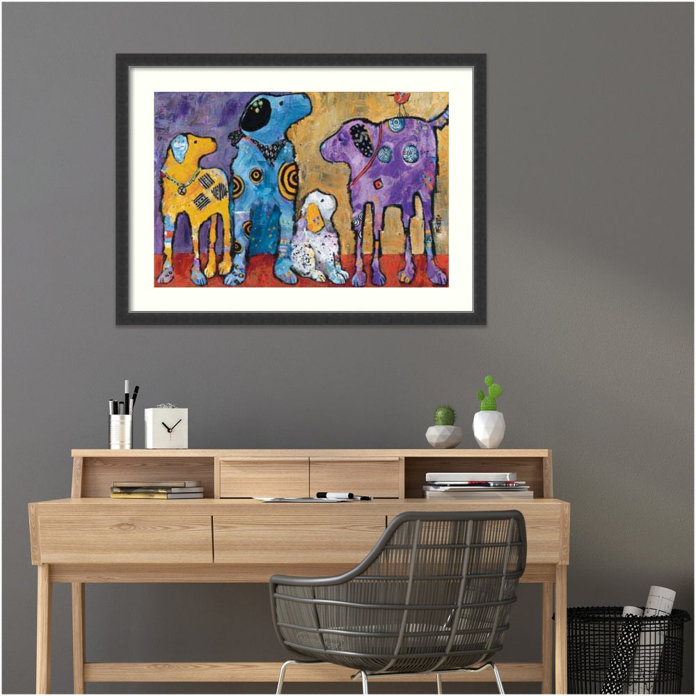 Amanti Art Cast of Characters: Dogs by Jenny Foster Wood Framed Wall Art Print, 33inH x 45inW, Black