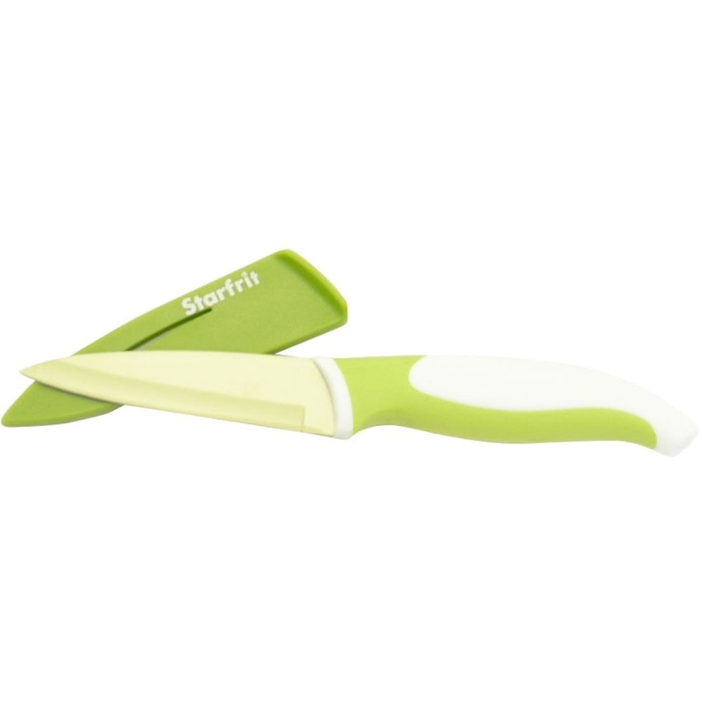 Starfrit 3.5in Paring Knife with Sharpening Sheath - Paring Knife - 1 x Paring Knife - Paring, Cutting - Dishwasher Safe - Green