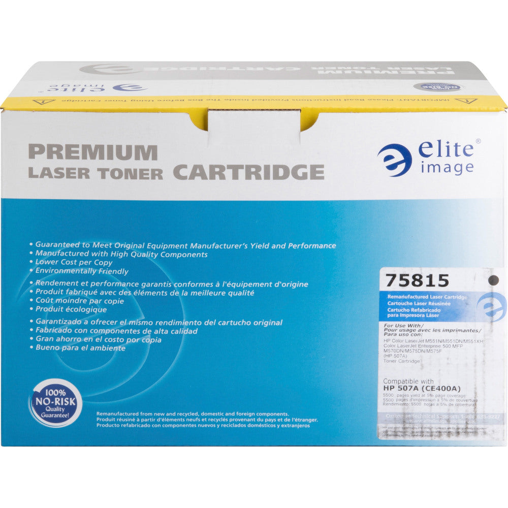 Elite Image Remanufactured Black Toner Cartridge Replacement For HP 507A, CE400A