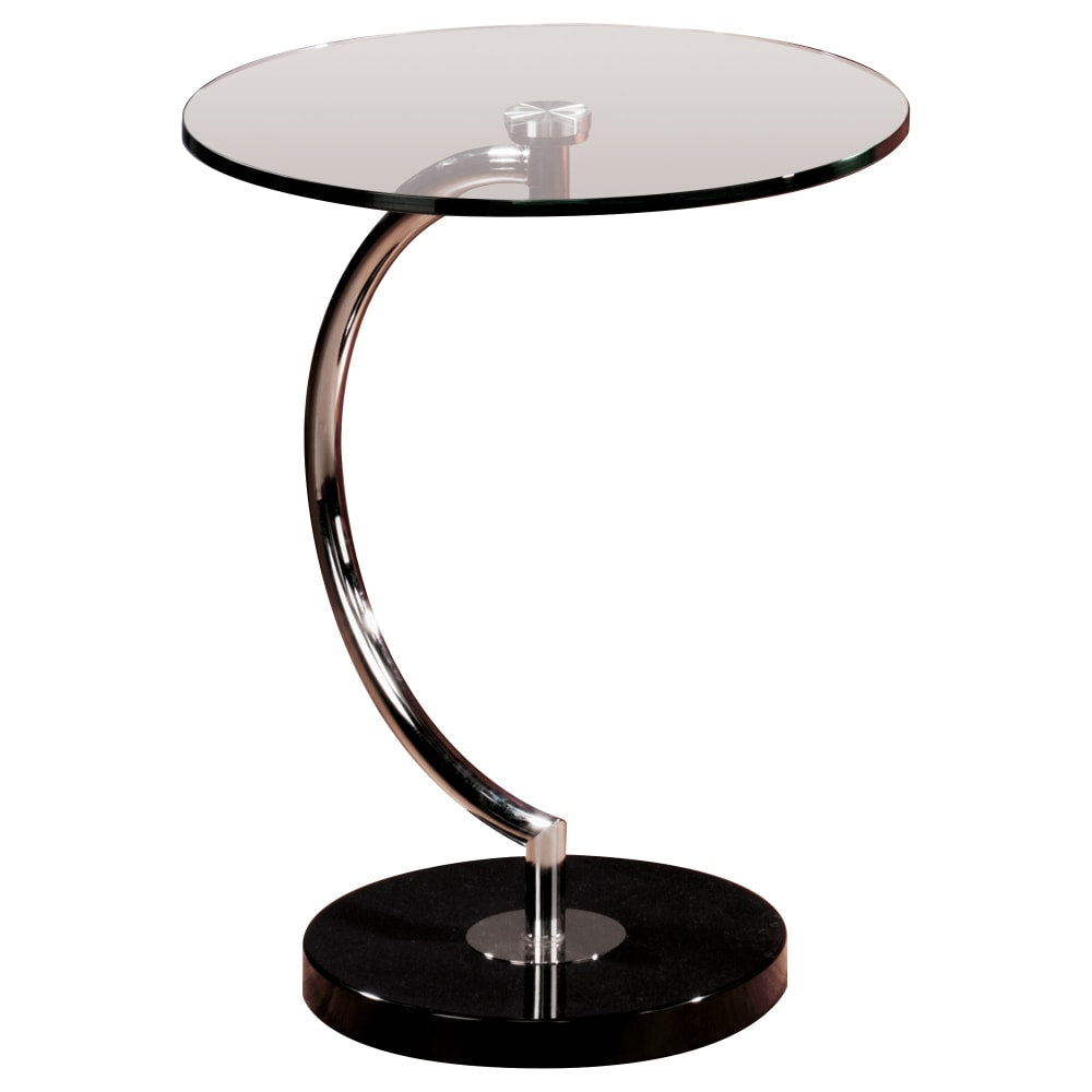 Lumisource Round End Table, Chrome/Black Base