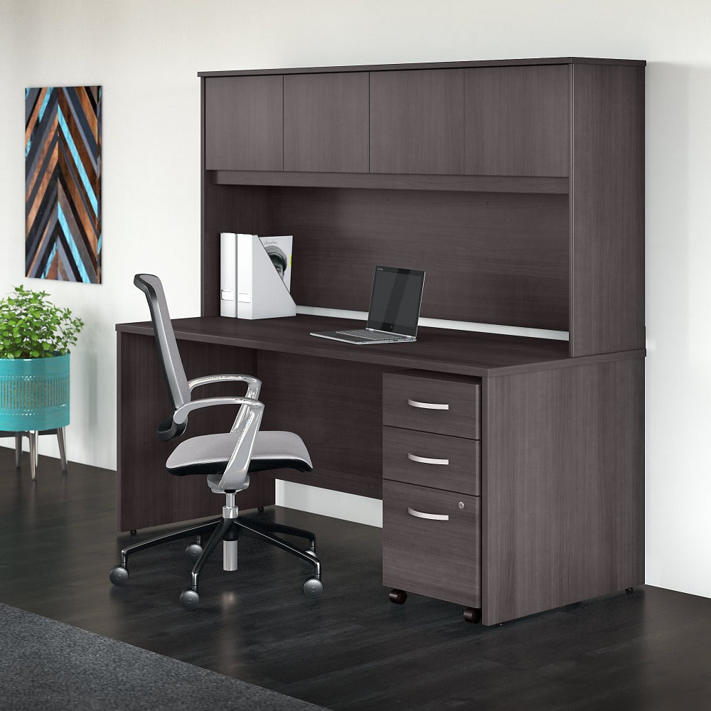 Bush Business Furniture Studio C 72inW Office Computer Desk With Hutch And Mobile File Cabinet, Storm Gray, Standard Delivery