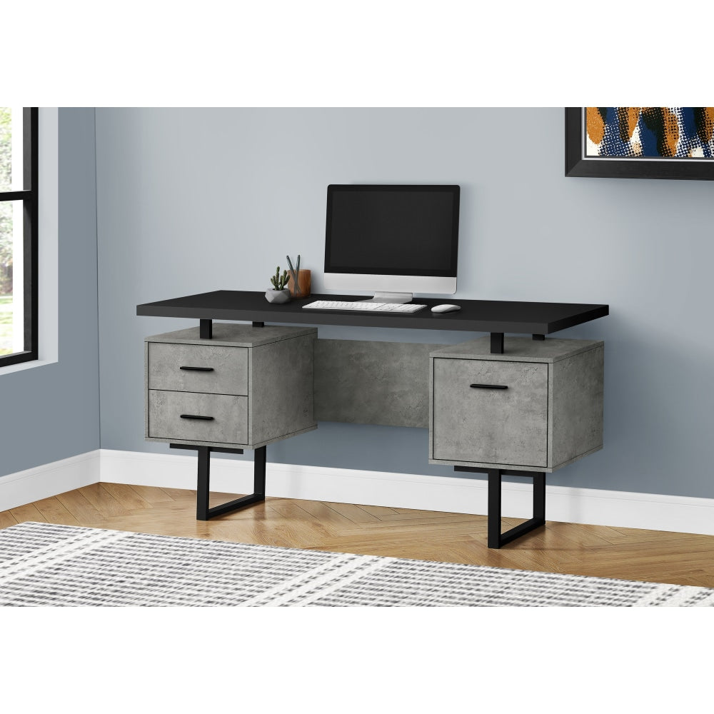 Monarch Specialties Violet 60inW Computer Desk, Black/Gray