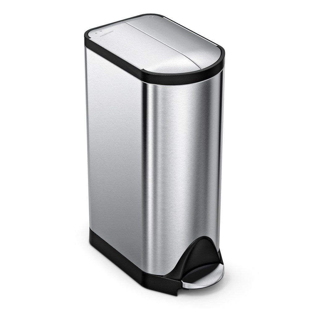 simplehuman Butterfly Step Fingerprint-Proof Trash Can, 8 Gallons, Brushed Stainless Steel