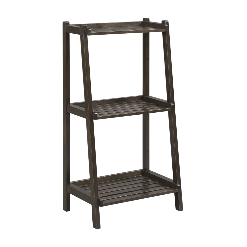 New Ridge Home Goods Dunnsville 42inH 3-Shelf Leaning Ladder Bookcase, Espresso