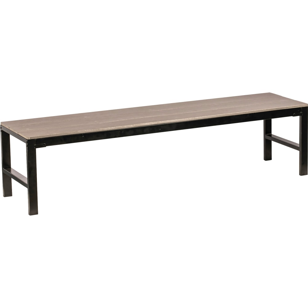 Lorell Faux Wood Outdoor Bench, Charcoal/Black