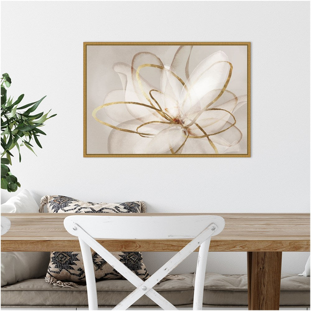 Amanti Art Transparent Beauty III Floral by Eva Watts Framed Canvas Wall Art Print, 16inH x 23inW, Gold