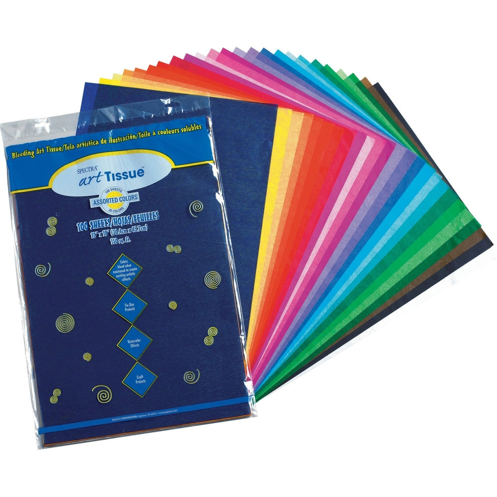 Pacon Spectra Assorted Color Tissue Pack, 12in x 18in, 25 Colors, Pack Of 100 Sheets