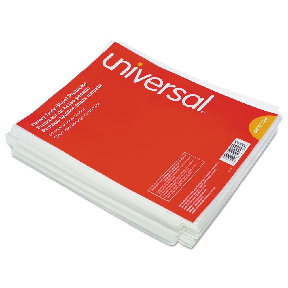 Universal Deluxe Heavy-Duty Sheet Protectors, 8-1/2in x 11in, 2-Sheet Capacity, Clear, Pack Of 50 Sheet Protectors