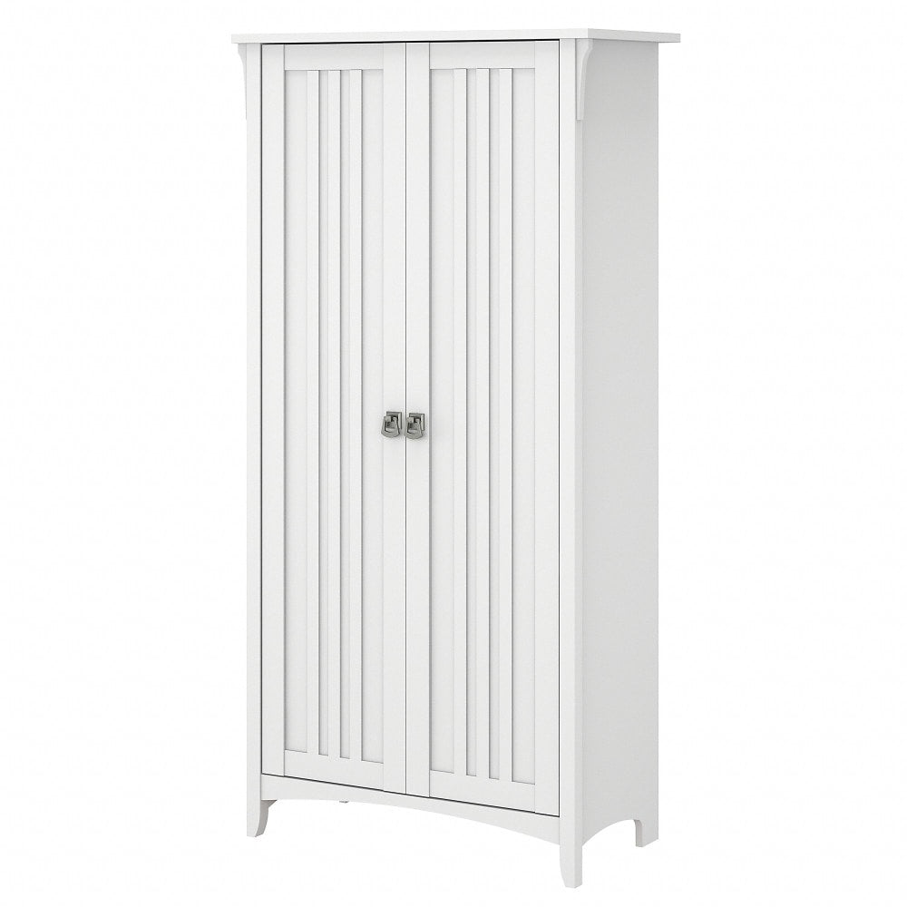 Bush Furniture Salinas Tall Storage Cabinet with Doors, Shiplap Gray/Pure White, Standard Delivery