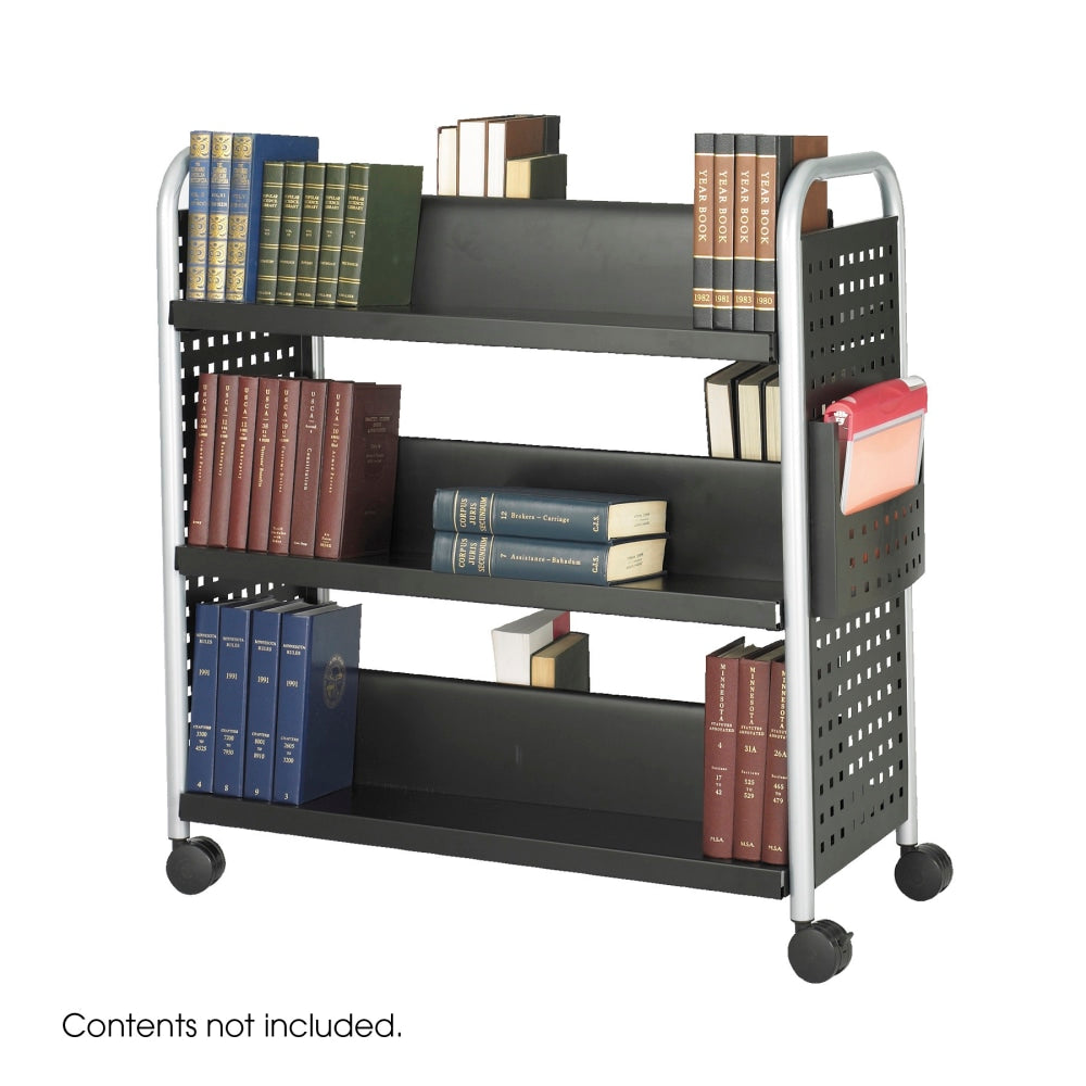 Safco Scoot Steel Book Cart, 6 Double-Sided Shelves, 41 1/2inH x 41 1/4inW x 17 1/4inD, Black