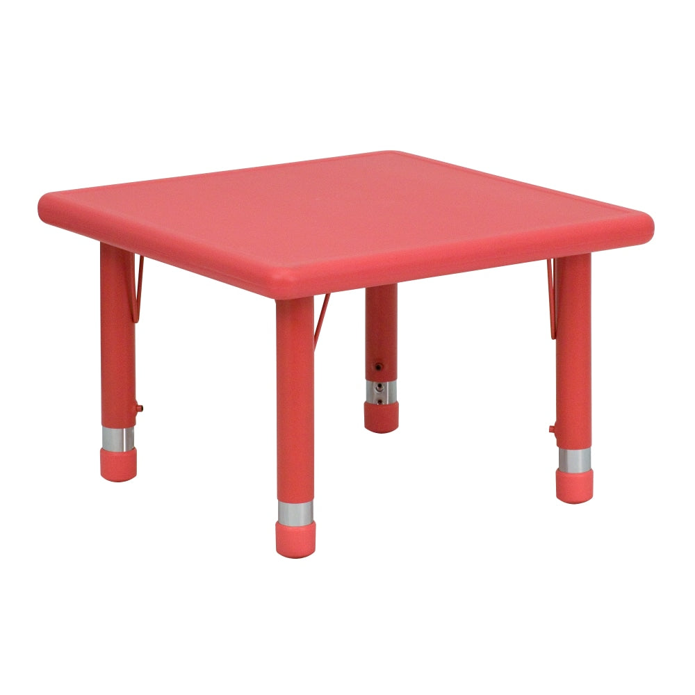 Flash Furniture 24in Square Plastic Height-Adjustable Activity Table, Red