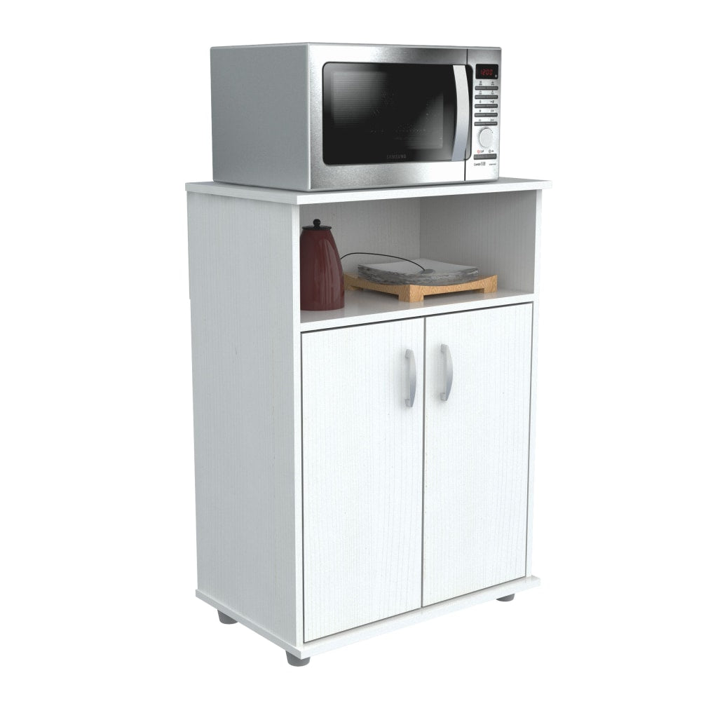 Inval Storage Cabinet With Microwave Stand, 3 Shelves, 33inH x 24inW x 15inD, Laricina White