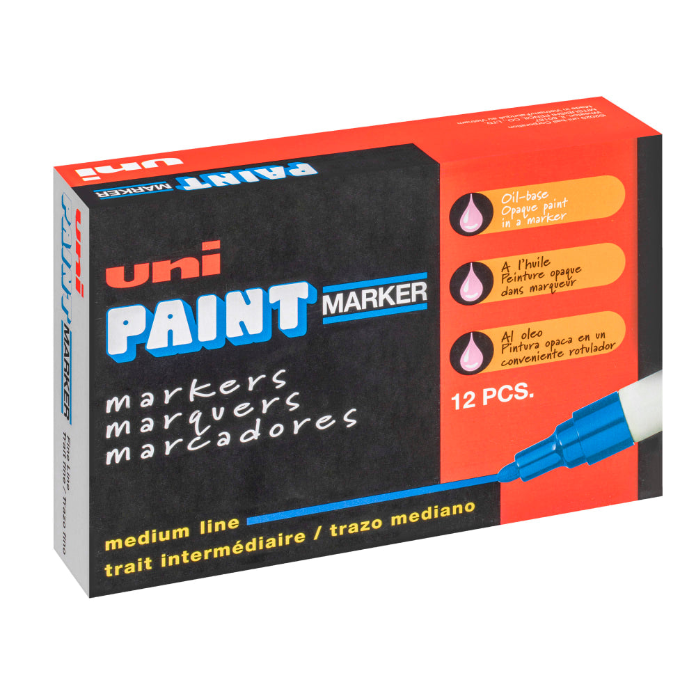 Uni-Paint Markers, Medium Point, Yellow, Pack Of 12