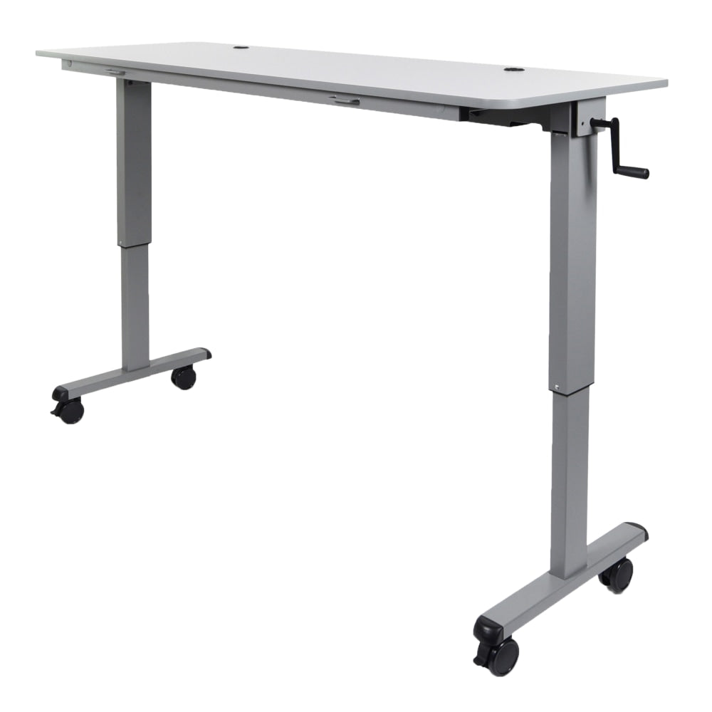 Luxor Height-Adjustable Flip-Top Nesting Table Mobile Workstation, 45-1/4inH x 71inW x 23-5/8inD, Gray