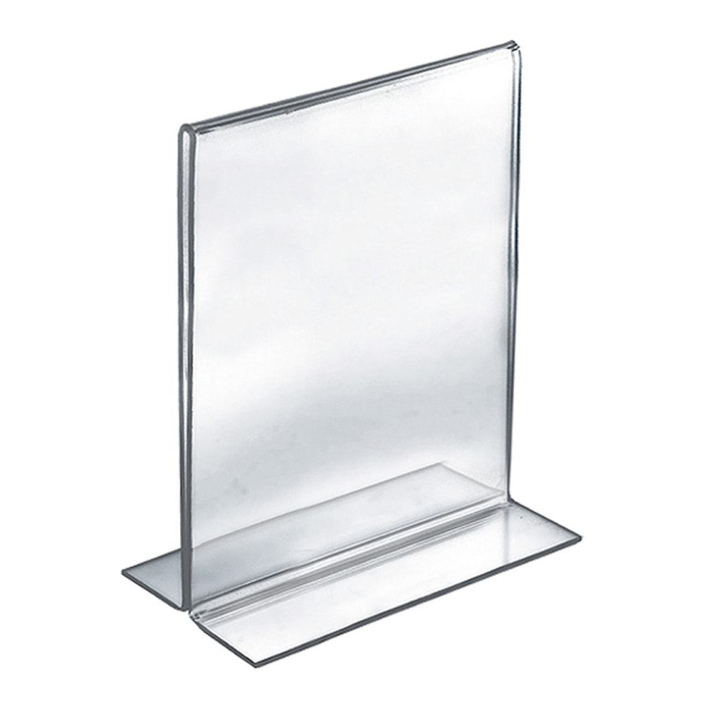 Azar Displays Acrylic Vertical 2-Sided Sign Holders, 11inH x 7inW x 3inD, Clear, Pack Of 10 Holders