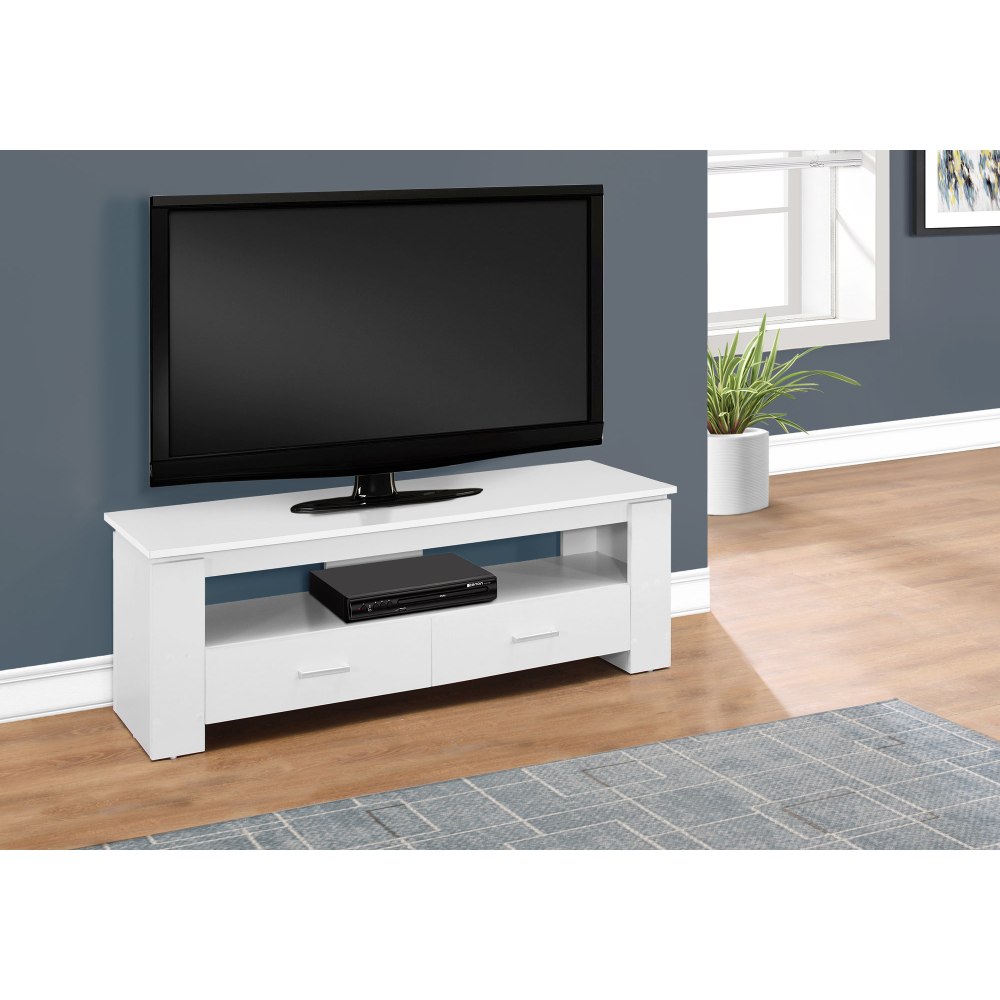 Monarch Specialties Liam TV Stand, 16-1/4inH x 47-1/4inW x 15-1/2inD, White