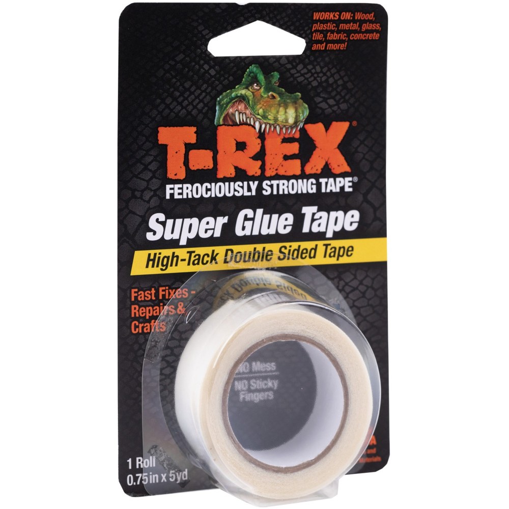 T-REX Double Sided Super Glue Tape - 15 ft Length x 0.75in Width - Acrylic - 1 Each - White