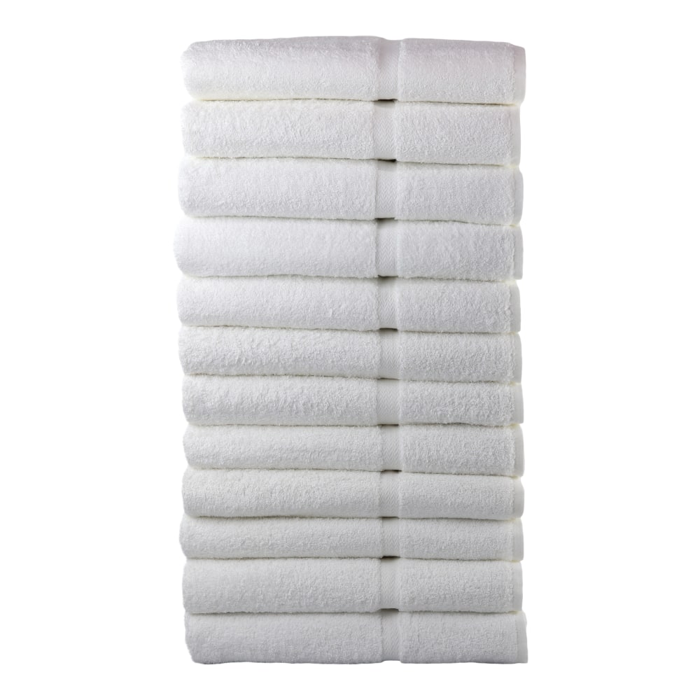 1888 Mills Crown Touch XL Bath Towels, 27in x 54in, White, Pack Of 36 Towels