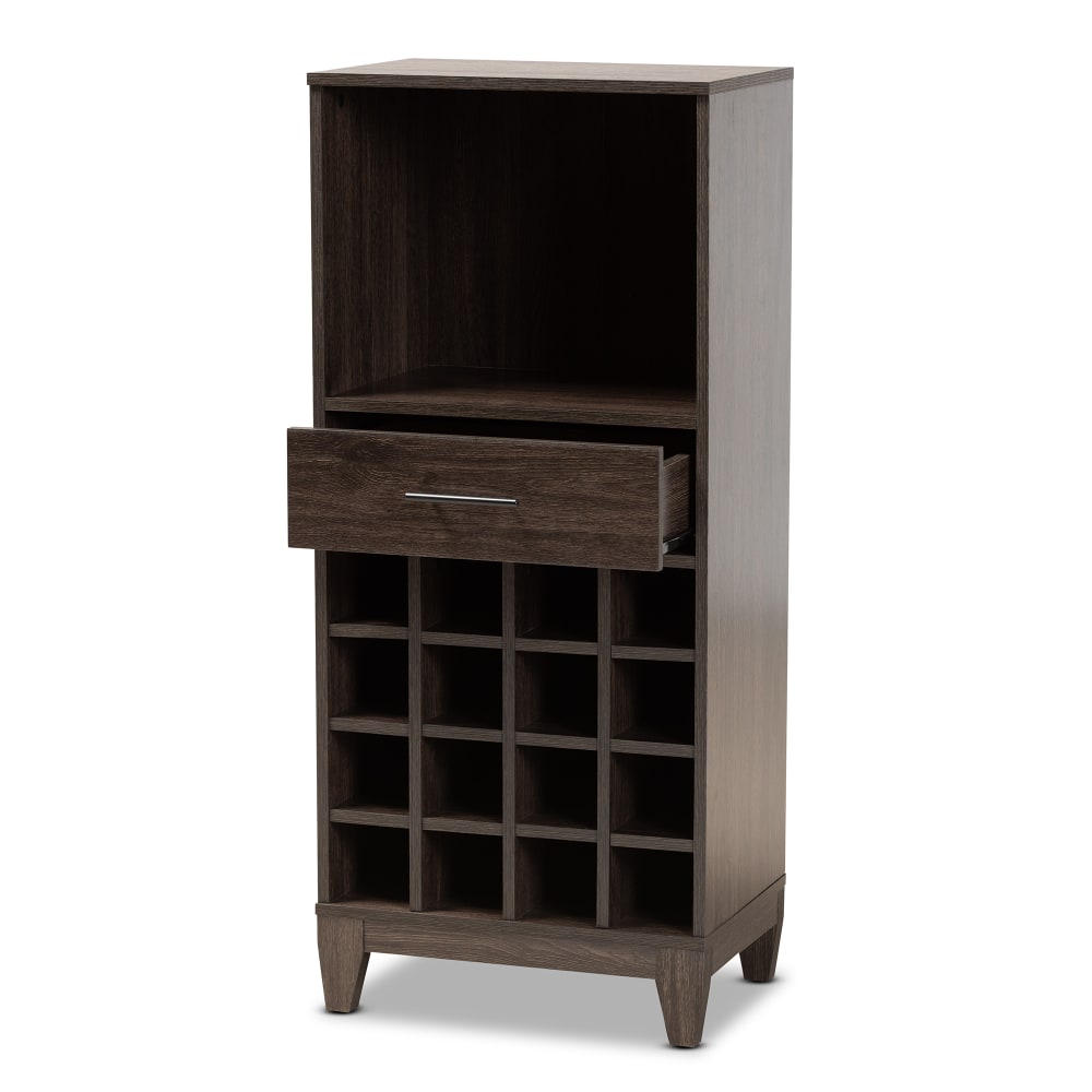 Baxton Studio Modern And Contemporary 46inH 1-Drawer Wine Storage Cabinet, Dark Brown