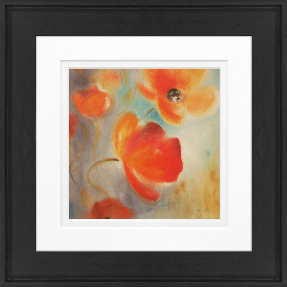 Timeless Frames Alexis Framed Floral Artwork, 8in x 8in, Black Frame, Poppies In Bloom I