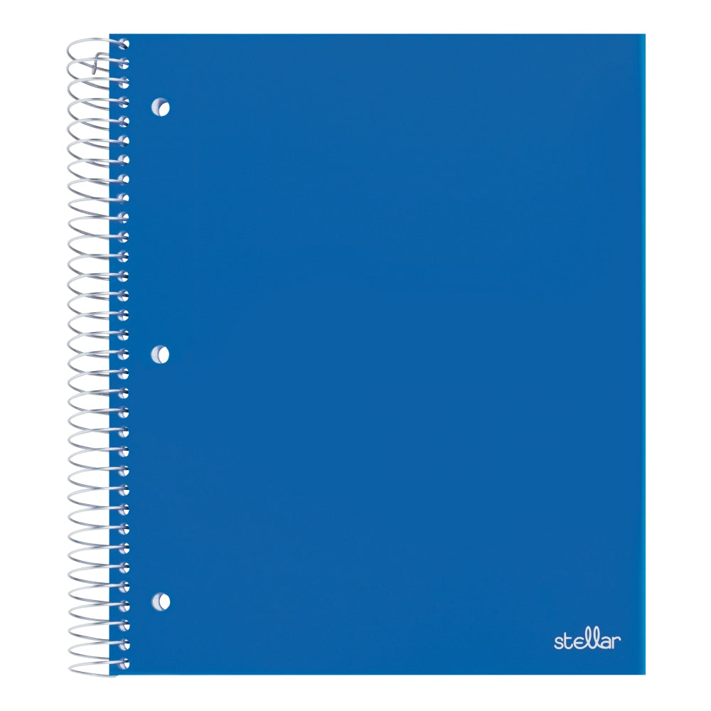 Office Depot Brand Stellar Poly Notebook, 8-1/2in x 10-1/2in, 3 Subject, Wide Ruled, 150 Sheets, Blue