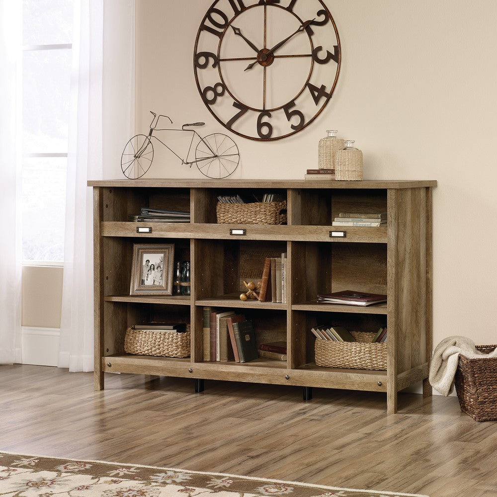 Sauder Adept 37inH Storage 9-Shelf Bookcase Credenza, Craftsman Oak