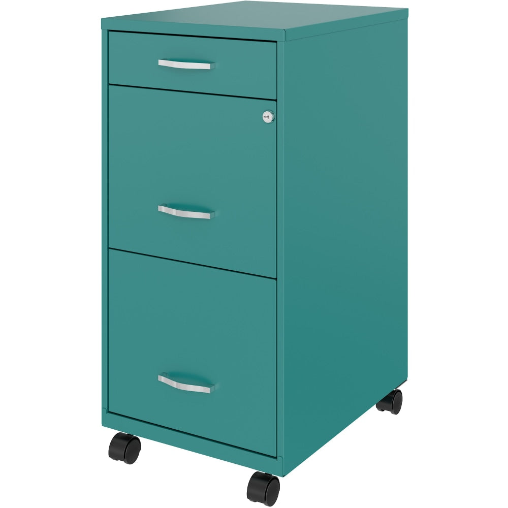 Realspace SOHO Organizer 18inD Vertical 3-Drawer Mobile File Cabinet, Teal