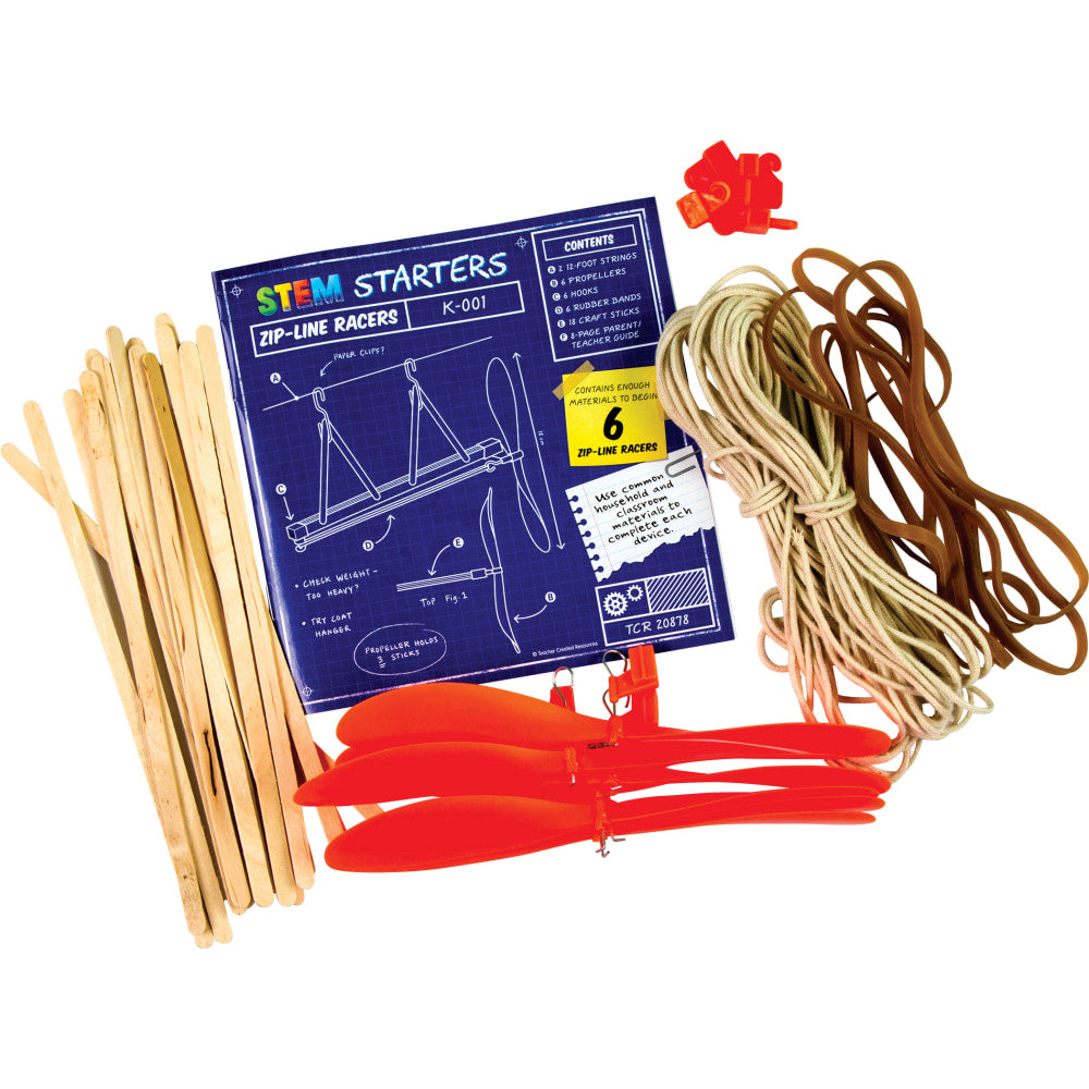 Teacher Created Resources STEM Starters, Zip-Line Racers, Grades 3-12, Set Of 38 Pieces