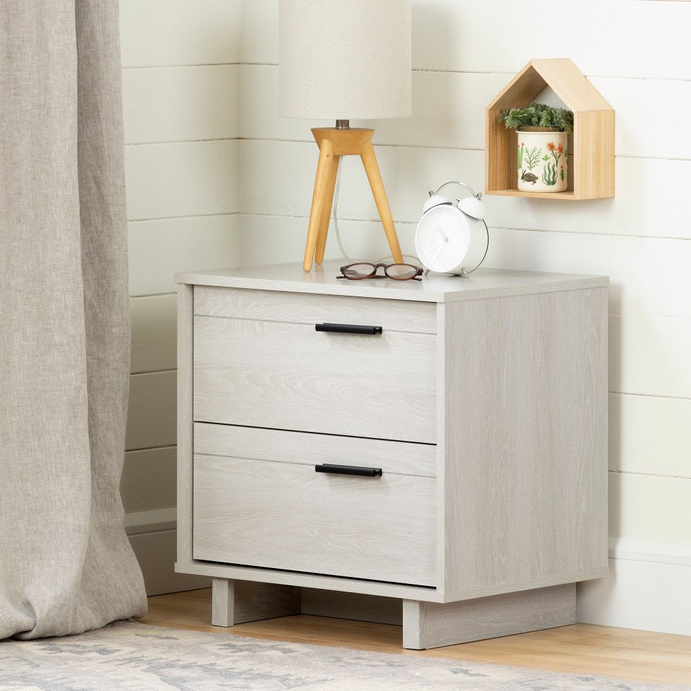 South Shore Fynn 2-Drawer Nightstand, 22-1/4inH x 22-1/4inW x 16-1/2inD, Winter Oak