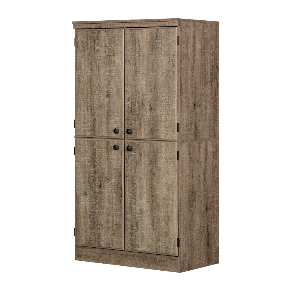 South Shore Morgan 4-Door Storage Armoire, 69-1/2inH x 33inW x 19-1/2inD, Weathered Oak