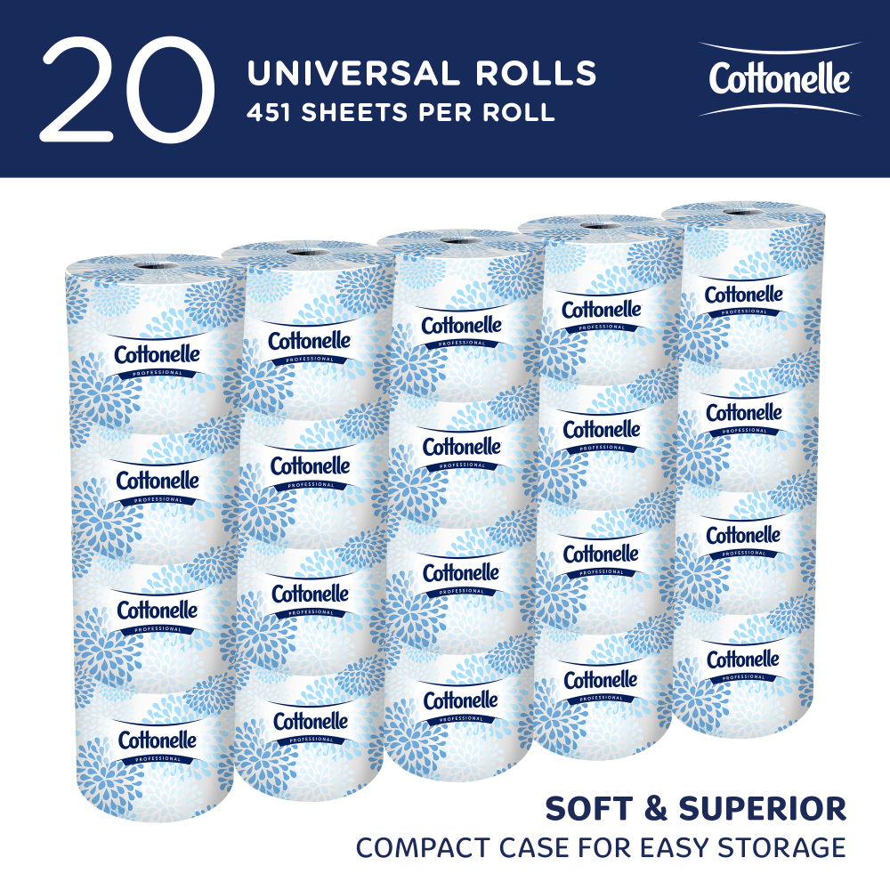 Cottonelle Professional Standard Roll 2-Ply Toilet Paper, 451 Sheets Per Roll, Pack Of 20 Rolls