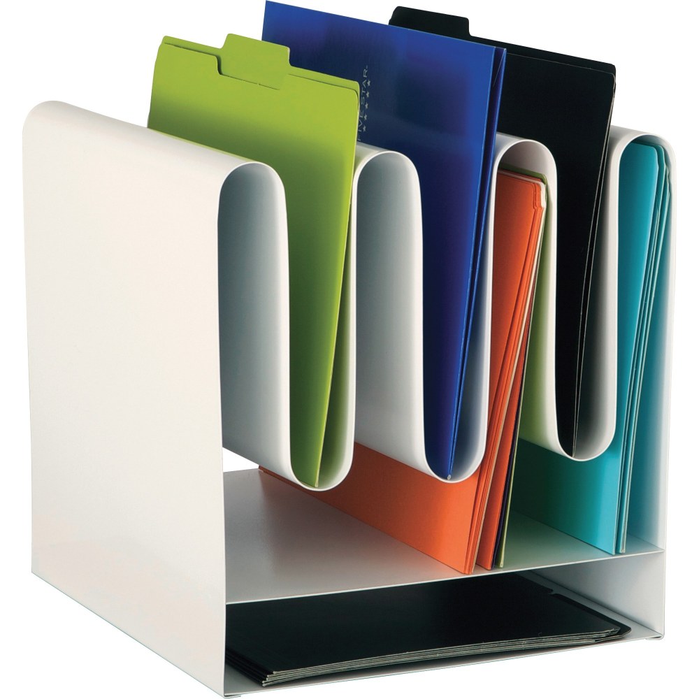 Safco Wave Desktop File Organizers - 7 Compartment(s) - 10in Width x 11.5in Depth - Desktop - Magnetic - White - Steel - 1 Each