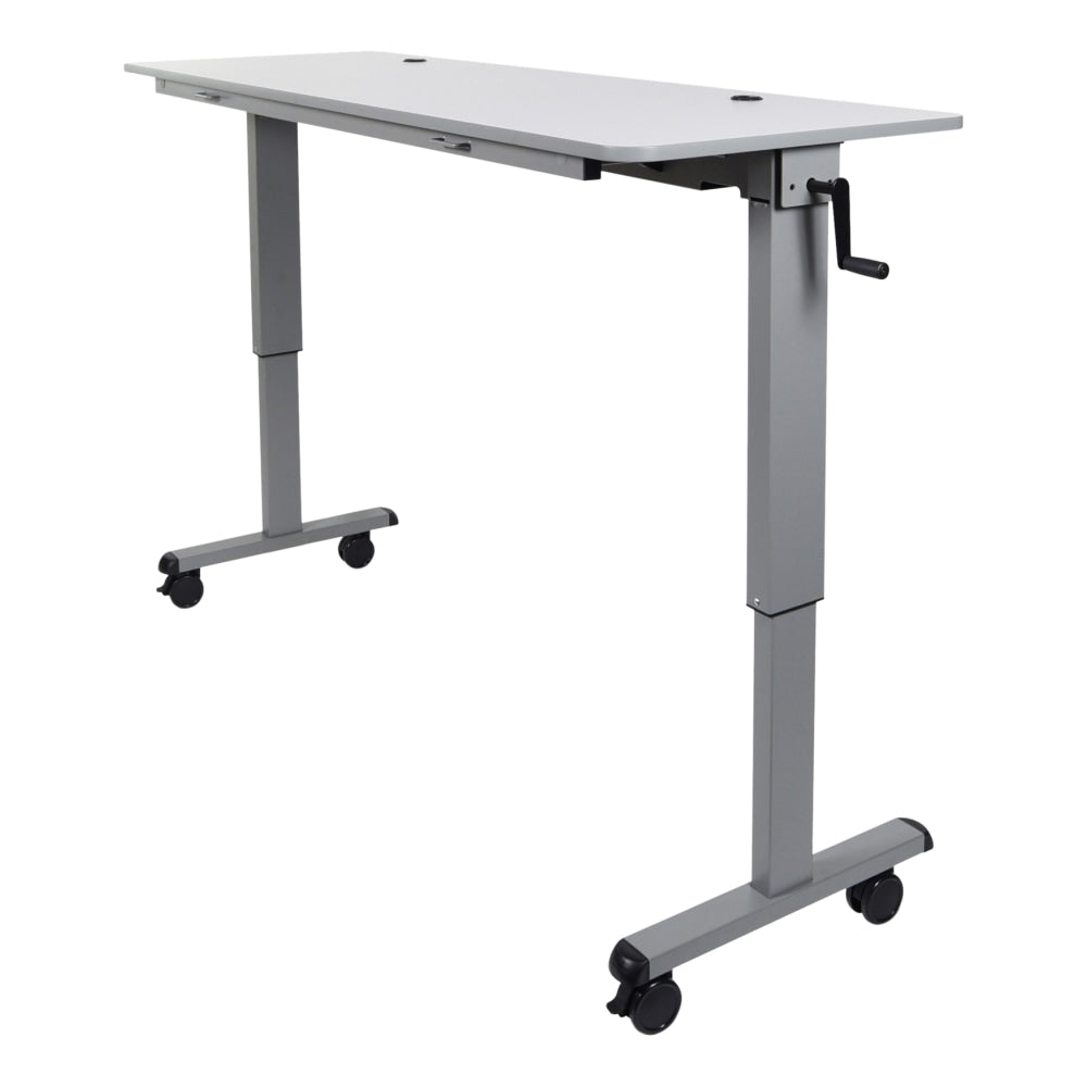 Luxor Height-Adjustable Flip-Top Nesting Table Mobile Workstation, 42-1/2inH x 59inW x 23-5/8inD, Gray