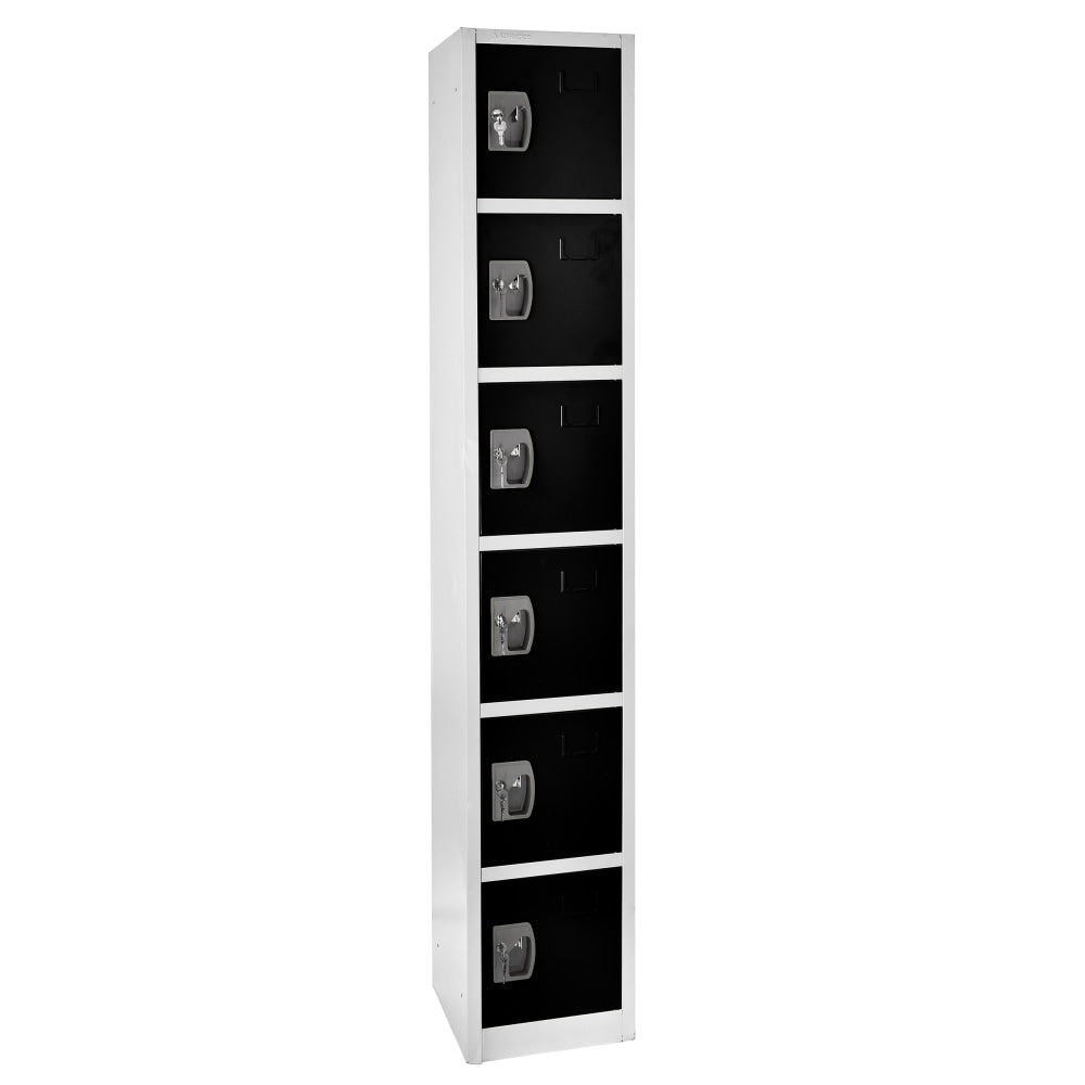 Alpine 6-Tier Steel Lockers, 72inH x 12inW x 12inD, Black, Pack Of 2 Lockers