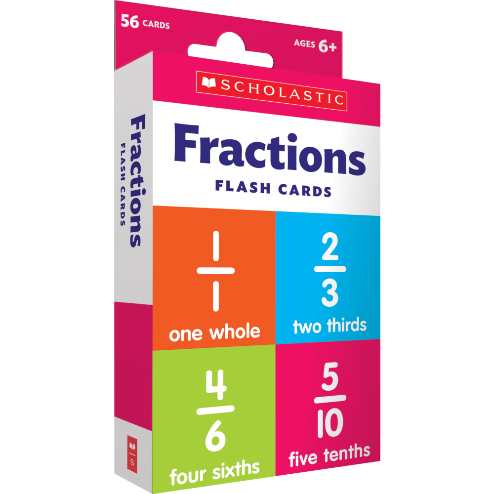 Scholastic Fractions Flash Cards, 6-5/16inH x 3-7/16inW, 2nd Grade, Pack Of 56 Cards