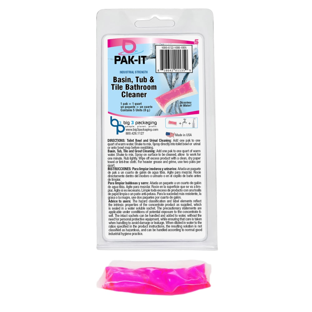 PAK-IT Basin, Tub And Tile Cleaner Packet, Ocean Scent, Pack Of 5